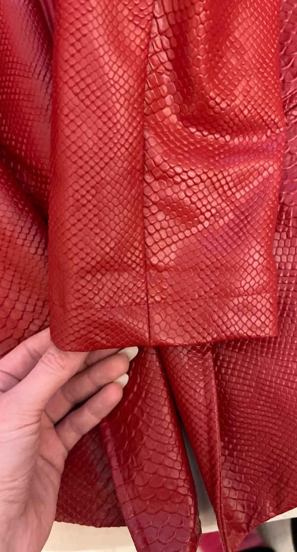 Kırmızı çeket kendinden desenli - Görsel 5