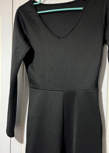 Siyah Uzun Kollu V Yakalı Kadın Tulum - Görsel 2