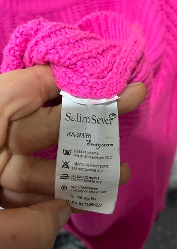 Pembe Örgü Kaşmir Kadın Kazak - Görsel 3