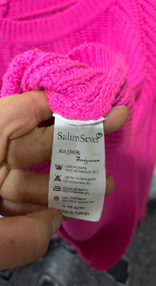 Pembe Örgü Kaşmir Kadın Kazak - Görsel 3