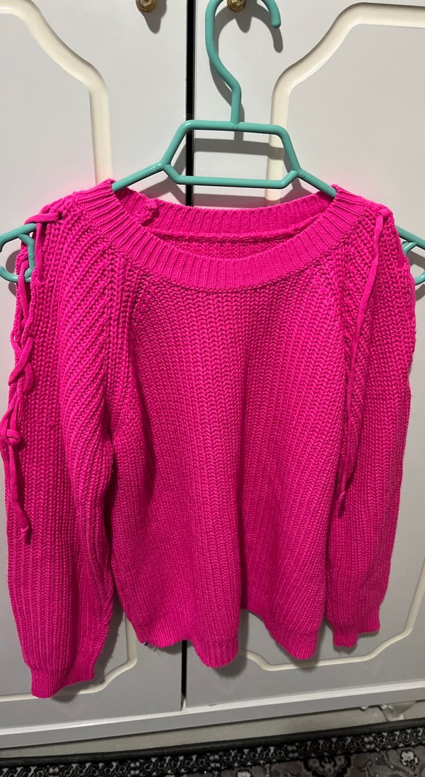 Pembe Örgü Kaşmir Kadın Kazak - Görsel 2