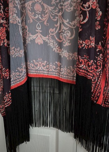 Bordo Desenli Uzun püsküllü pareo - Görsel 5