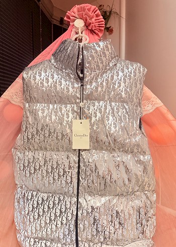 Christian Dior Gümüş Fermuarlı Şişme Yelek. - Görsel 5
