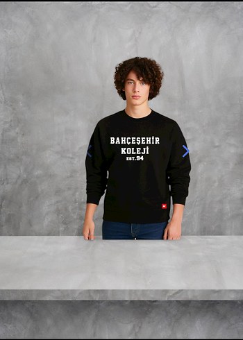 Siyah BK Baskılı Erkek Sweatshirt - Görsel 2