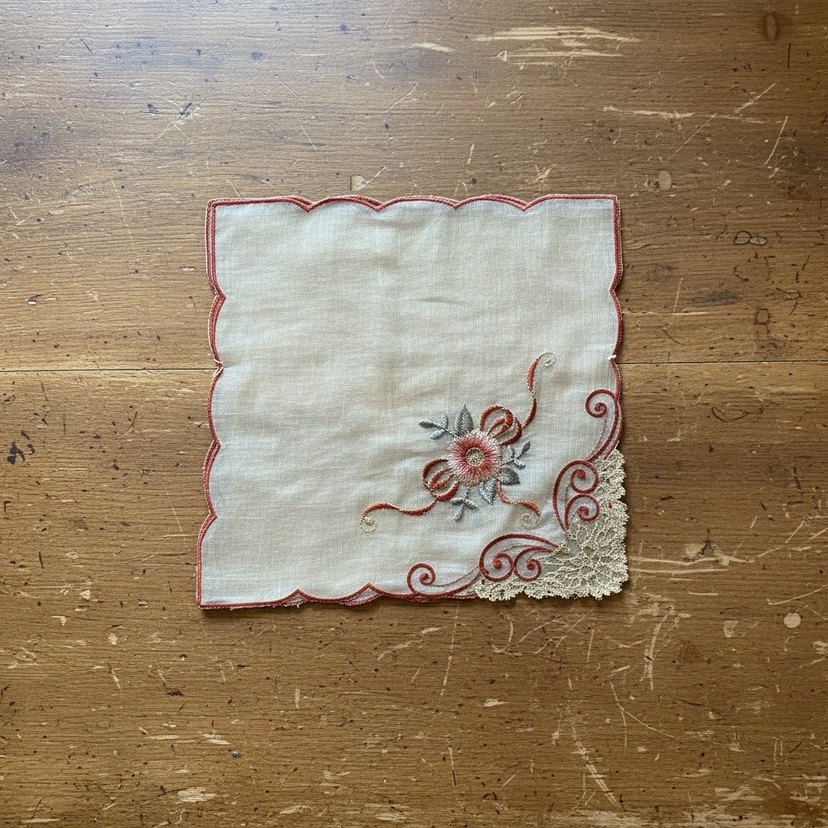 Bordo Nakışlı vintage Masa Örtüsü - Görsel 3