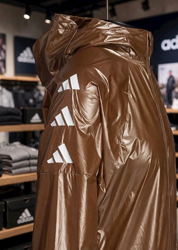 Adidas Metalik Kahverengi Kapusonlu Yagmurluk