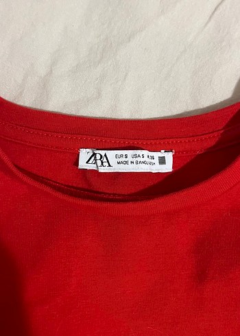 Zara Kırmızı Kadın Kısa Kollu Basic Tişört
