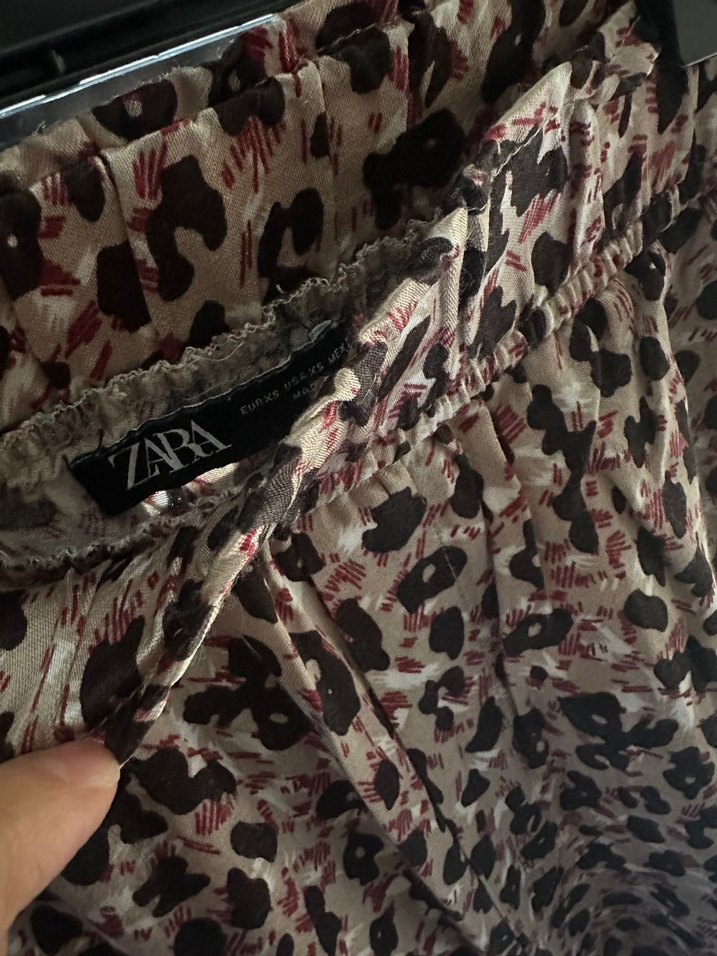 Kahverengi Leopar Desenli Bol Kesim Kemerli Kadın Pantolon - Görsel 3