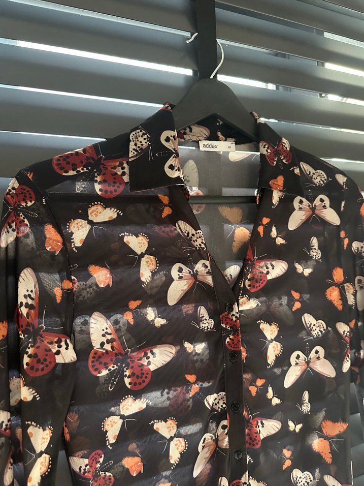 Düğmeli, Baskılı, Uzun Kollu Kadın Bluz - Görsel 2