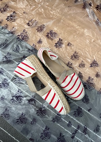 Düz Çizgili Kadın Dolgu Topuk Espadril - Görsel 4