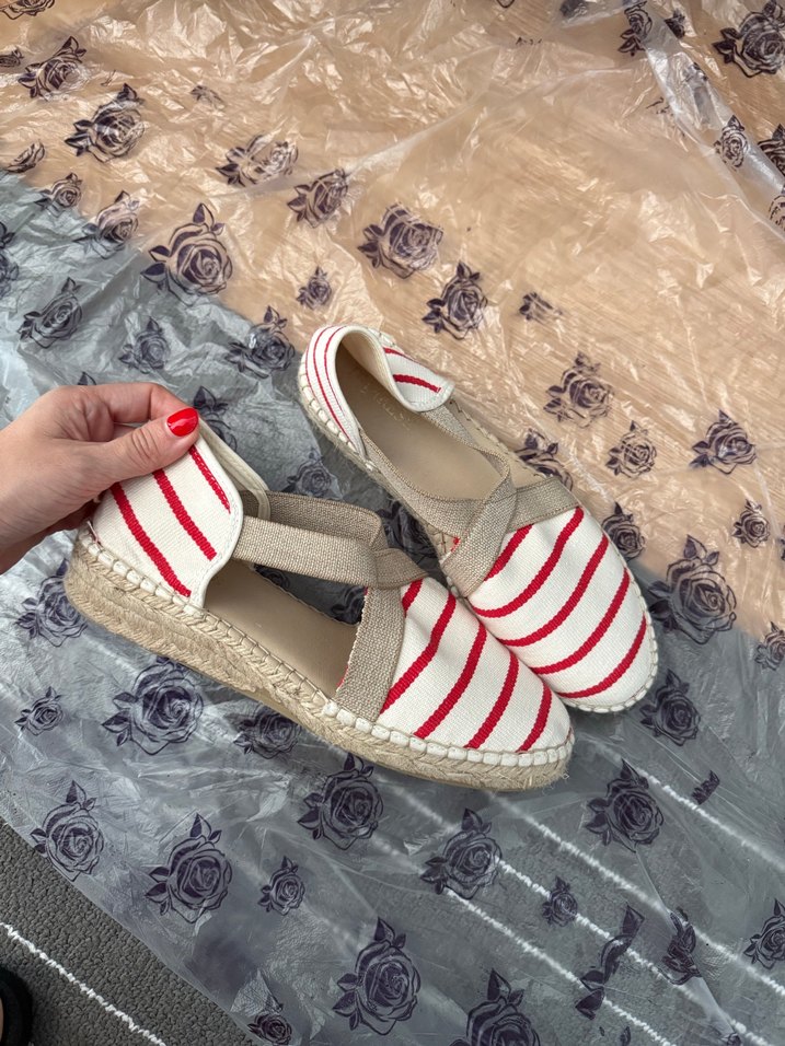 Düz Çizgili Kadın Dolgu Topuk Espadril - Görsel 2