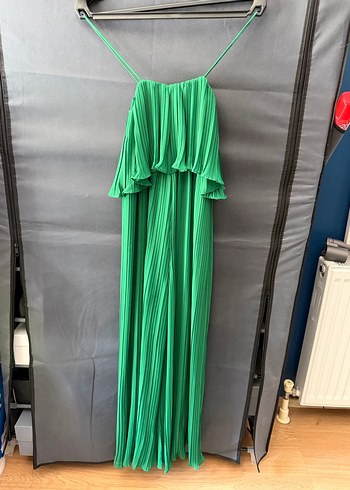 Kadın Yeşil Pilili Uzun Tulum - Görsel 5