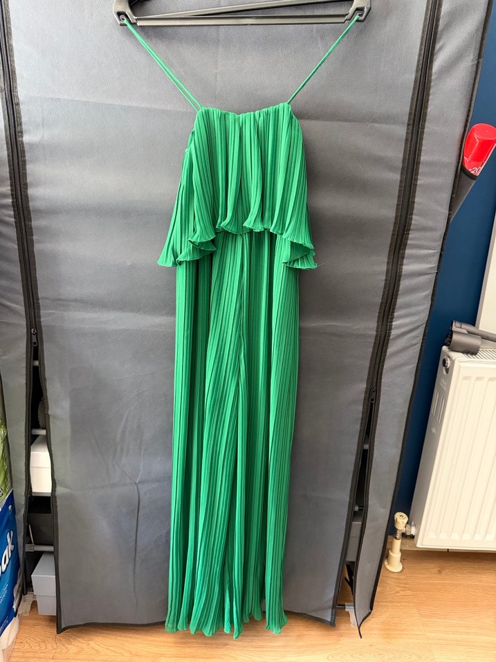 Kadın Yeşil Pilili Uzun Tulum - Görsel 5