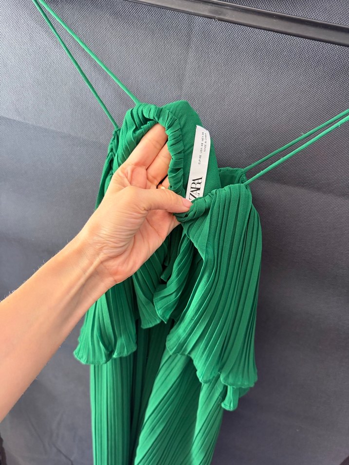 Kadın Yeşil Pilili Uzun Tulum - Görsel 3