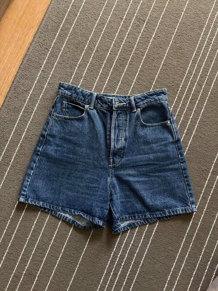 Düğmeli kısa Kadın Kot Şort - Görsel 2