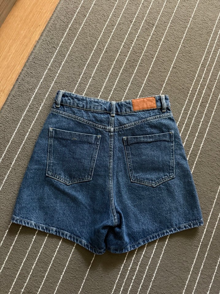 Düğmeli kısa Kadın Kot Şort - Görsel 3