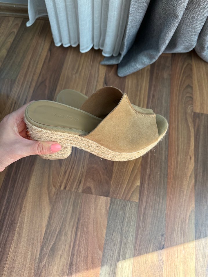 Bej Süet Dolgu Topuk Kadın Terlik - Görsel 5