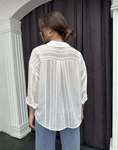 universal Beden Kadın Oversize Transparan Gömlek