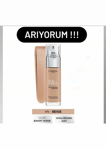 L'Oréal True Match 4N-Beige Fondöten(ariyorum)