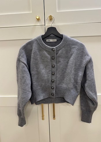 Zara Gri Melanj Kisa Triko Hirka