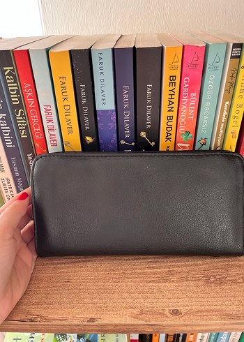 Siyah Deri Fermuarlı Kadın Clutch Cüzdan - Görsel 3