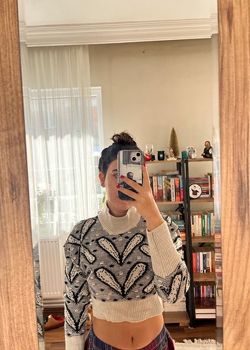 Bohem Gri Balıkçı Yaka Örgü Kadın Kazak - Görsel 3