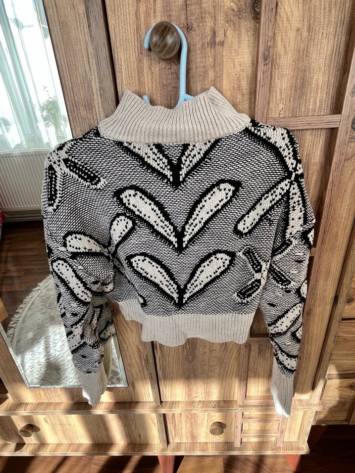 Bohem Gri Balıkçı Yaka Örgü Kadın Kazak - Görsel 5