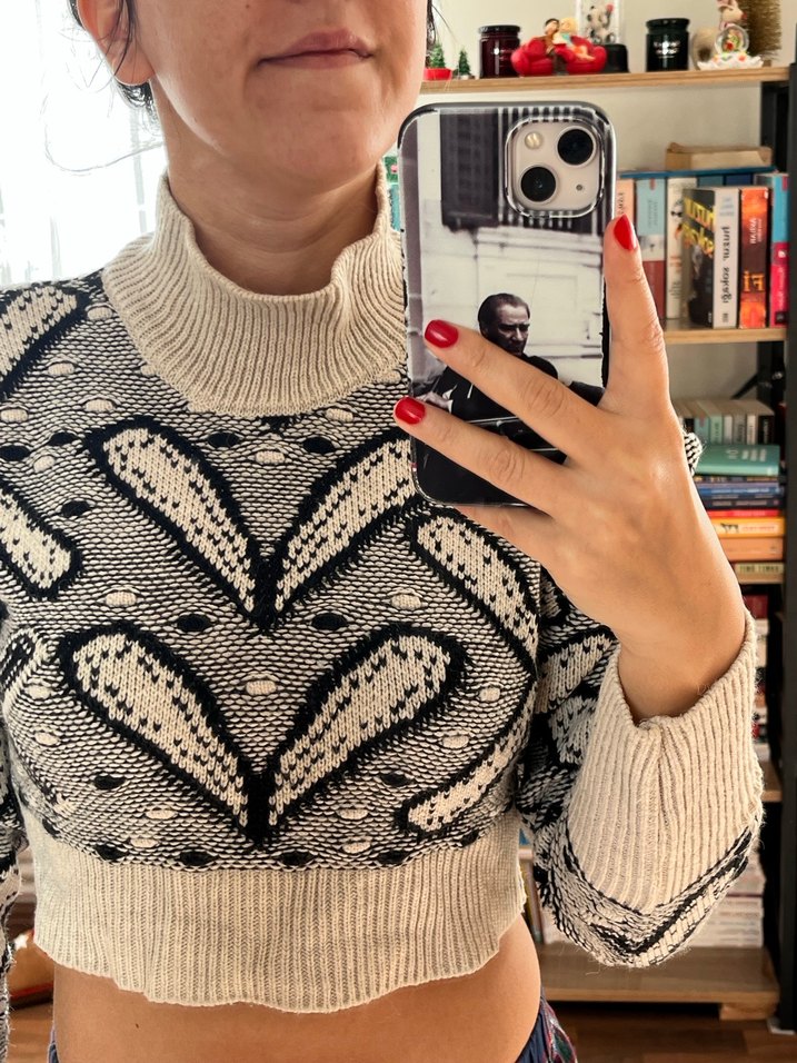 Bohem Gri Balıkçı Yaka Örgü Kadın Kazak - Görsel 4