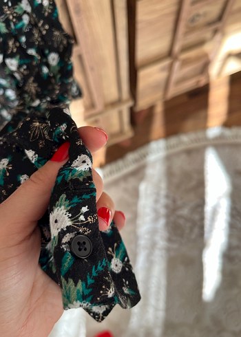 Kadın Siyah Bağlama Desenli Transparan Gömlek - Görsel 6