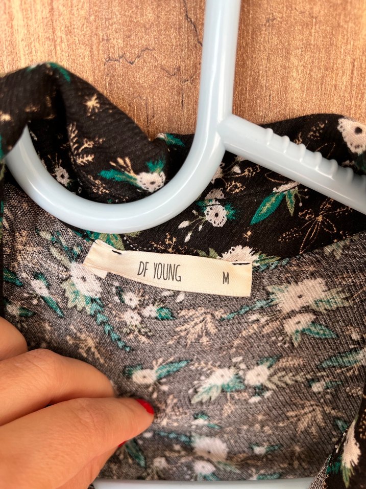 Kadın Siyah Bağlama Desenli Transparan Gömlek - Görsel 4