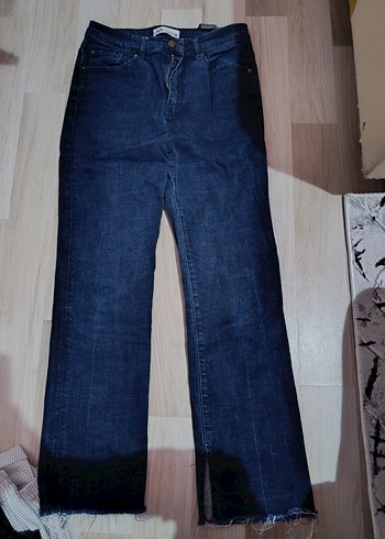 Lacivert Midi Kadın Kot Pantolon - Görsel 3