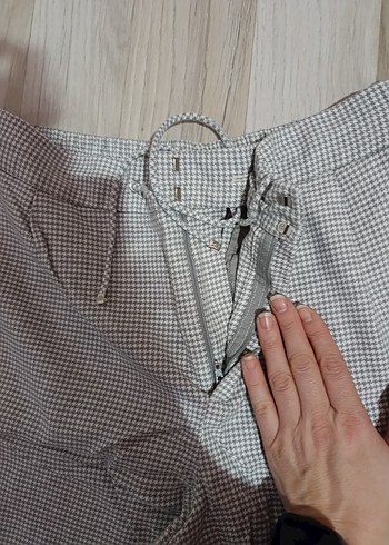 Gri Kadın Keten Salaş Midi Pantolon - Görsel 3