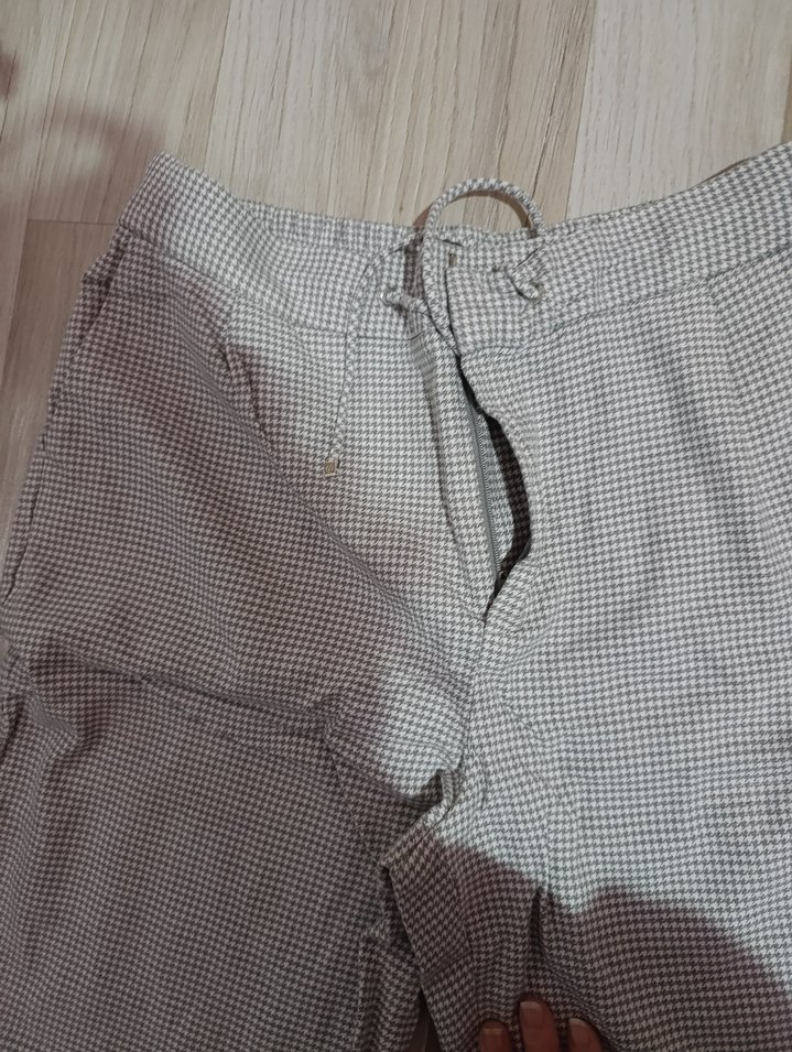 Gri Kadın Keten Salaş Midi Pantolon - Görsel 5