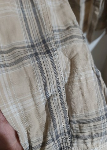 Bej Ekose Uzun Kollu Kadın Gömlek - Görsel 6