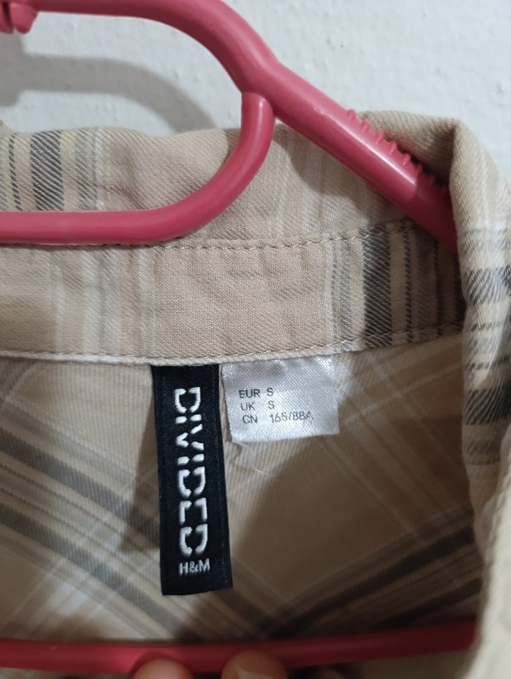 Bej Ekose Uzun Kollu Kadın Gömlek - Görsel 2