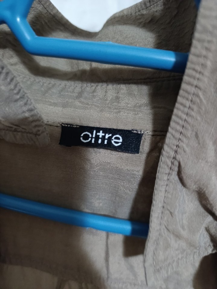 Düğmeli Bej Kadın Keten Gömlek - Görsel 3