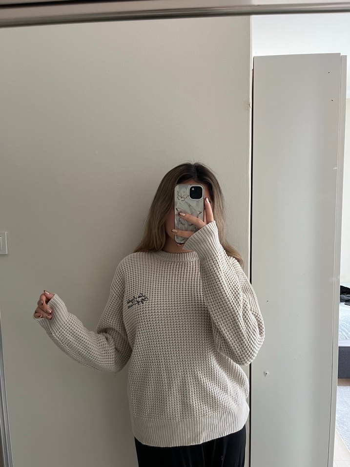 Bershka Man Krem Kazak - Görsel 4