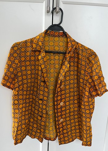 Sarı Tie-Dye Düğmeli Kadın Gömlek - Görsel 2