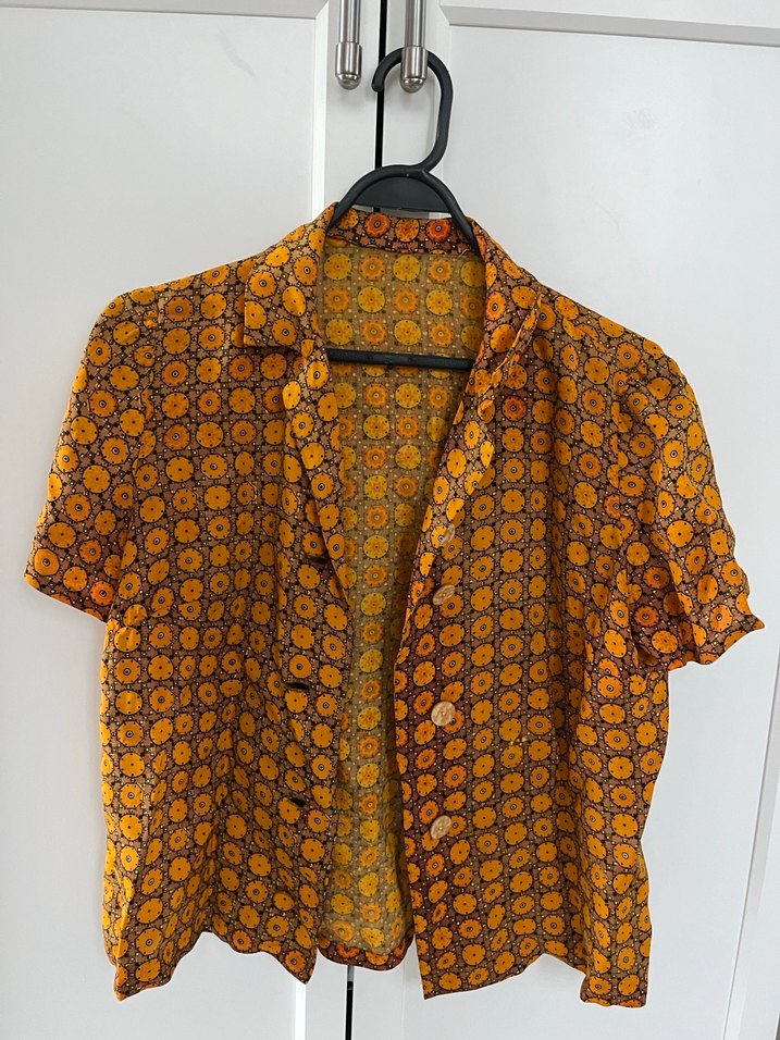 Sarı Tie-Dye Düğmeli Kadın Gömlek - Görsel 2