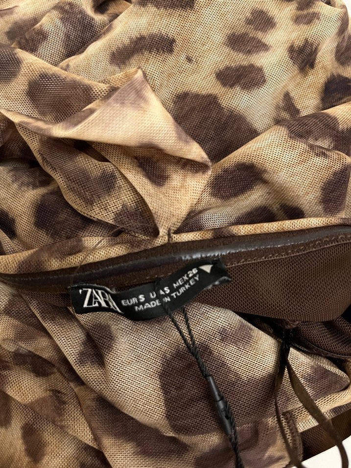 Zara etiketli leopar mini elbise - Görsel 4