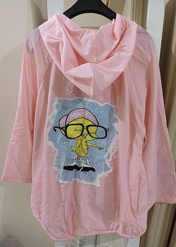 Pembe Kapüşonlu Yağmurluk - Görsel 2
