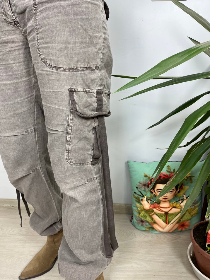 Gri  Kamuflaj kargo Kadın Pantolon - Görsel 5