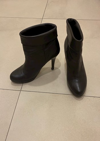 Kadın koyu kahve Deri Stiletto Topuklu Bot