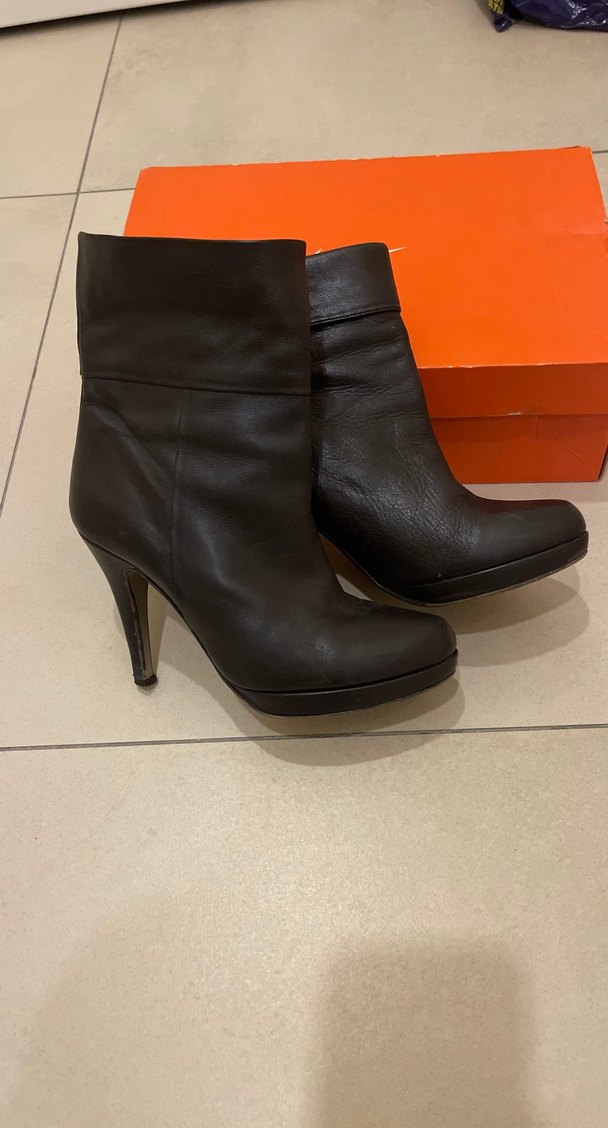 Kadın koyu kahve Deri Stiletto Topuklu Bot - Görsel 3