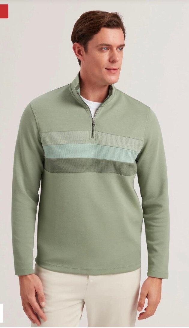 Erkek Yarım Fermuarlı Yüksek Yaka Sweatshirt - Görsel 2