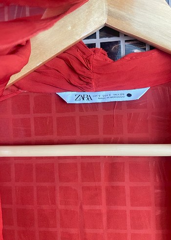 Zara Turuncu şifon Uzun Kollu Bluz - Görsel 5