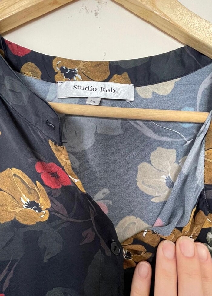 Mevsimlik elbise lacivert çiçek desenli - Görsel 2