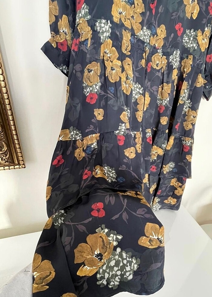 Mevsimlik elbise lacivert çiçek desenli - Görsel 3