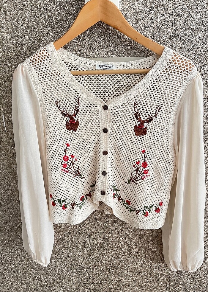 Hırka çiçek motifli 38/40 beden - Görsel 2