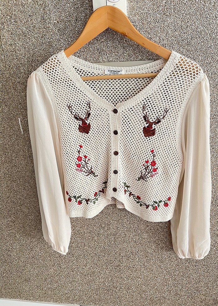 Hırka çiçek motifli 38/40 beden - Görsel 3